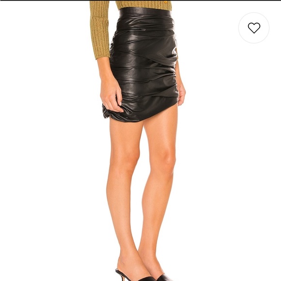ronny kobo maude black asymmetrical scrunch faux leather mini skirt small new - Picture 4 of 11